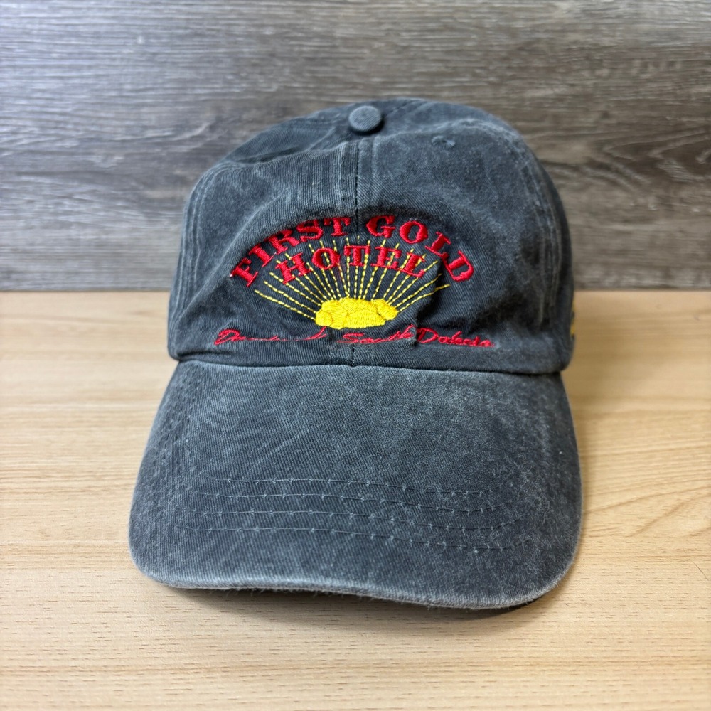 First Gold Hotel‎ Hat Strap Back Gray Deadwood South Dakota Adjustable